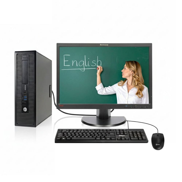 Combo Escolar 4 (PC HP EliteDesk 800 G1 (Intel Core i5 de 4° Gen, 16GB DDR3, 256GB SSD, Windows 10 Pro Preinstalado), Monitor 22" LT2252PWA, Teclado y Mouse Alámbrico UTEK)
