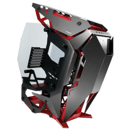 Gabinete Gamer Antec Torque (Mid Tower, Aluminio + Vidrio Templado, Soporte Radiador 360 mm, Negro/Rojo)