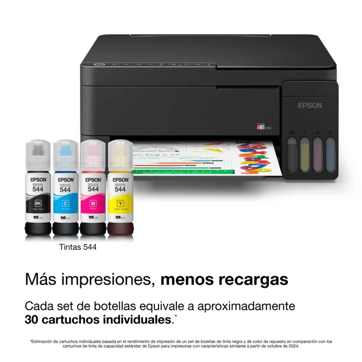 Impresora Multifuncional Epson EcoTank L3350 Wi-Fi (Tinta Continua, USB, Color)