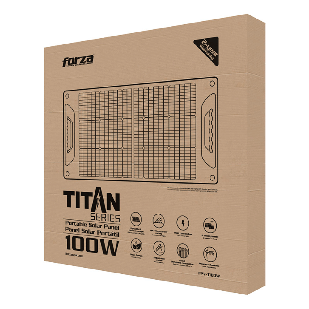 Panel Solar Portátil Forza Titan 100W IP67 (FPV-T100W, Para Generador Titan)