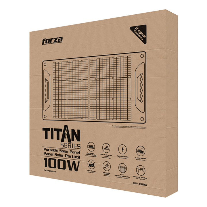 Panel Solar Portátil Forza Titan 100W IP67 (FPV-T100W, Para Generador Titan)