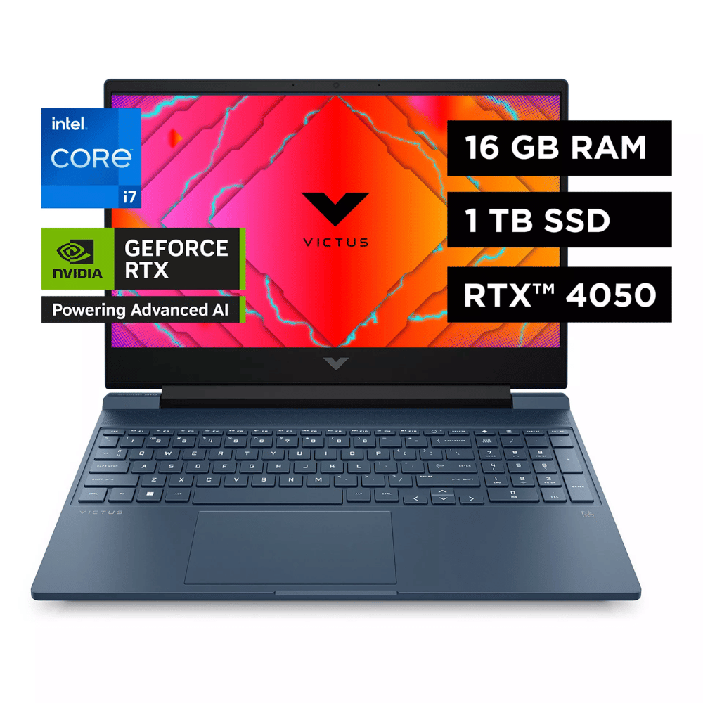 Notebook Gamer HP Victus 15-fa1097la (Pantalla 15.6" FHD 144Hz, Intel Core i7-13700HX, 16GB DDR4, 1TB M.2, NVIDIA RTX 4050 6GB, Teclado Español, Wi-Fi, Windows 11 Home) Reacondicionado