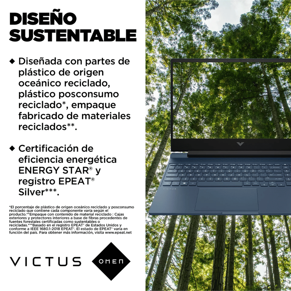 Notebook Gamer HP Victus 15-fa1097la (Pantalla 15.6" FHD 144Hz, Intel Core i7-13700HX, 16GB DDR4, 1TB M.2, NVIDIA RTX 4050 6GB, Teclado Español, Wi-Fi, Windows 11 Home) Reacondicionado