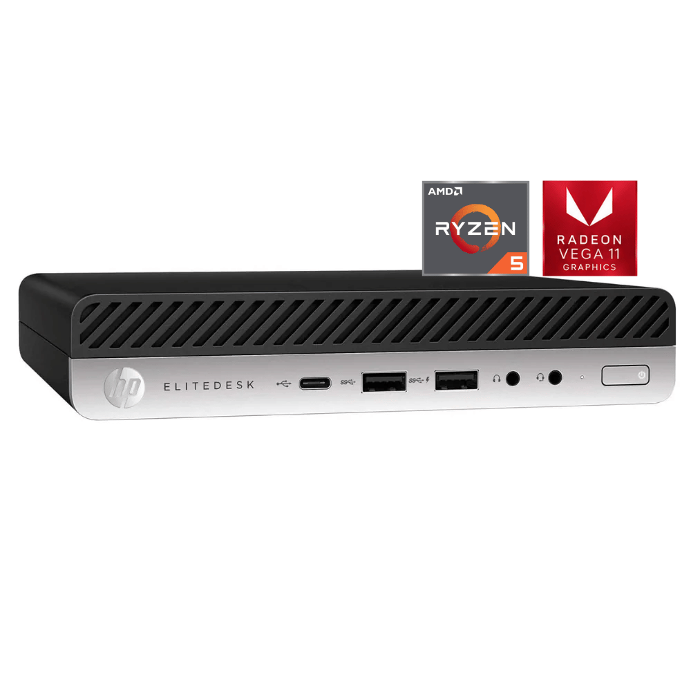PC Tiny HP EliteDesk 705 G5 (AMD Ryzen 5 PRO 3400G + Radeon Vega 11, 8GB DDR4, 256GB M.2, Wi-Fi, Windows 11 Pro) Reacondicionado