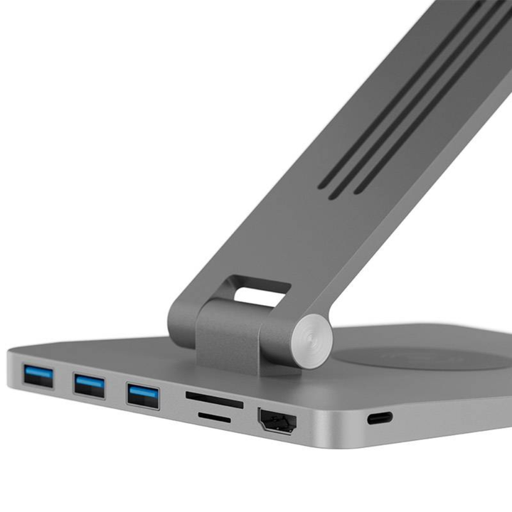Soporte para Notebook con Docking Klip Xtreme KDA-500 (USB-C a HDMI 4K, 3× USB 3.0, Lector SD, USB-C PD 100W)