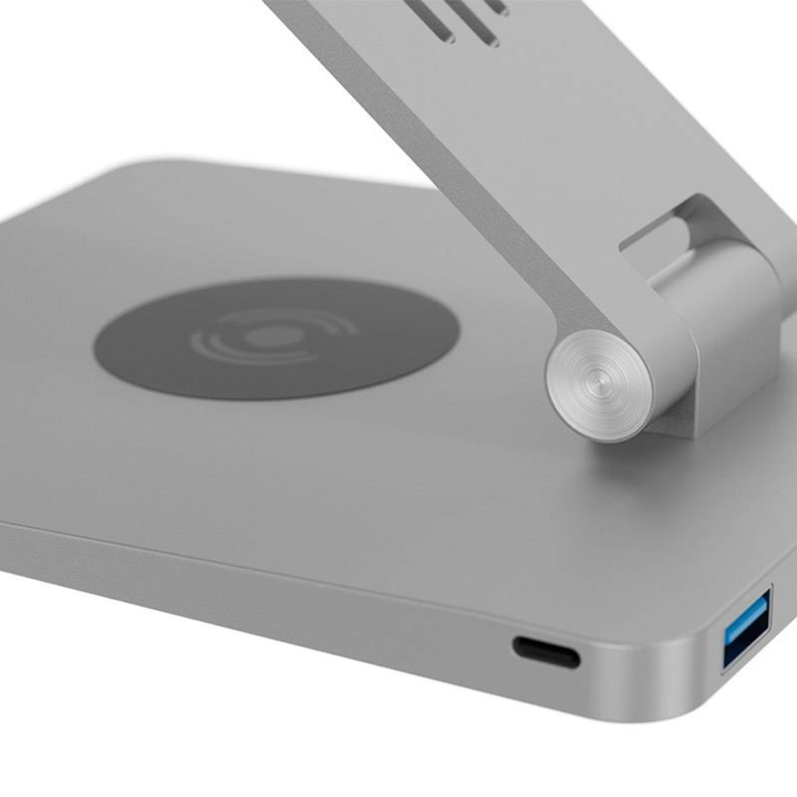 Soporte para Notebook con Docking Klip Xtreme KDA-500 (USB-C a HDMI 4K, 3× USB 3.0, Lector SD, USB-C PD 100W)