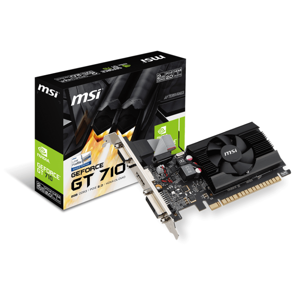 Tarjeta de Video MSI GeForce GT 710 2GD3 LP (2GB DDR3, Low Profile, Silenciosa)