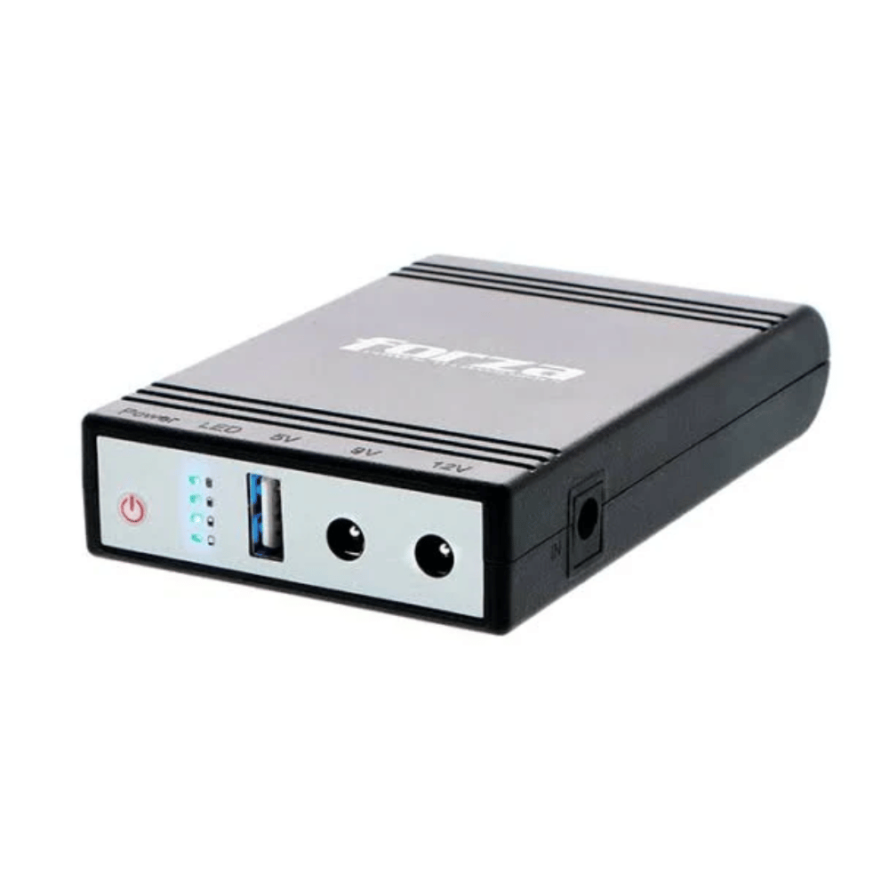 Mini UPS Forza 14W DC-140USB (Salidas 5V/9V/12V DC + USB, Para Router, Switch y Cámaras IP)