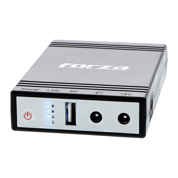 Mini UPS Forza 14W DC-140USB (Salidas 5V/9V/12V DC + USB, Para Router, Switch y Cámaras IP)