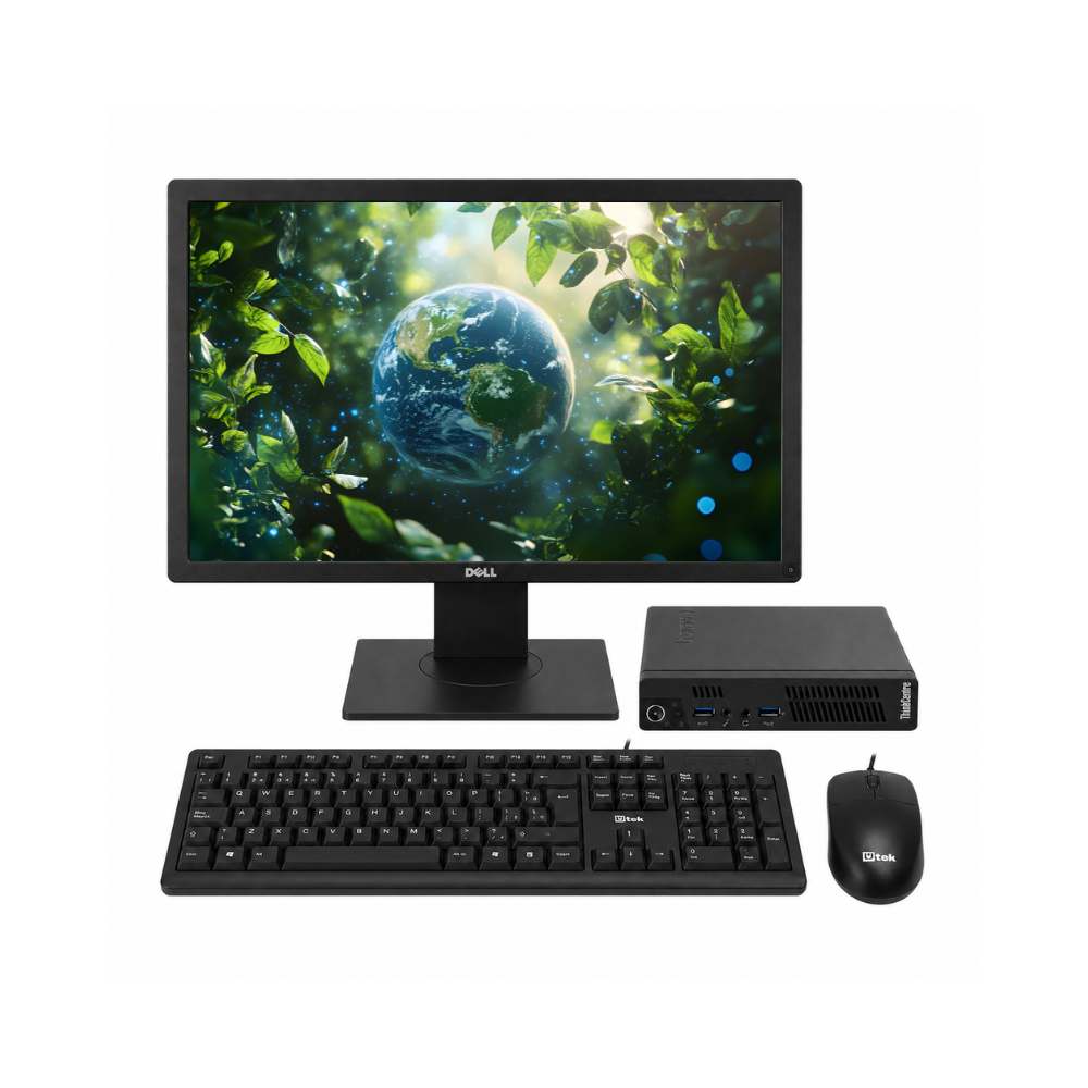 Combo Reacondicionado 1: PC Tiny Lenovo ThinkCentre M72e + Monitor Dell 24" + Teclado y Mouse