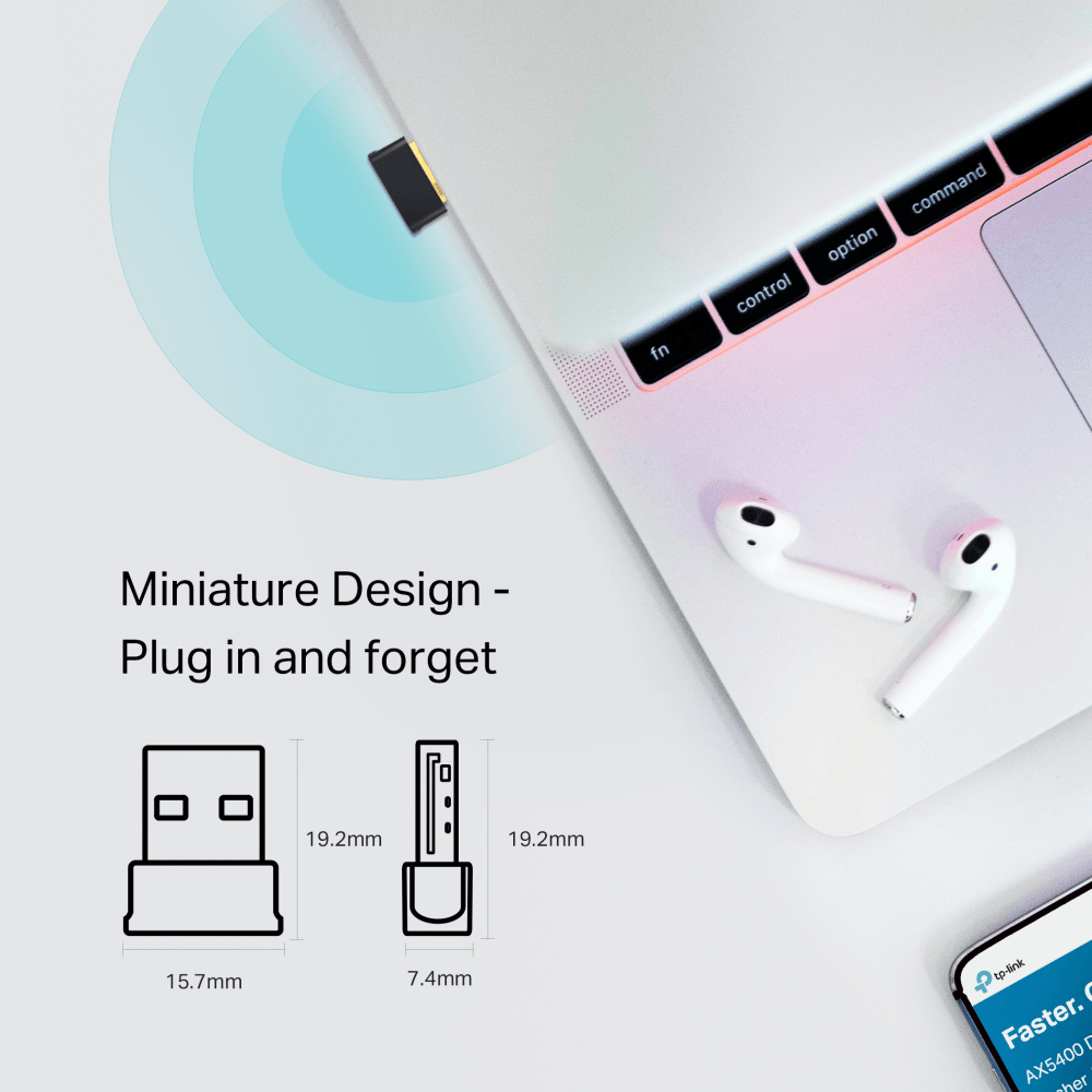 Adaptador Wi-Fi + Bluetooth USB TP-Link Archer T2UB Nano (AC600 Dual Band, Bluetooth 4.2, USB 2.0)