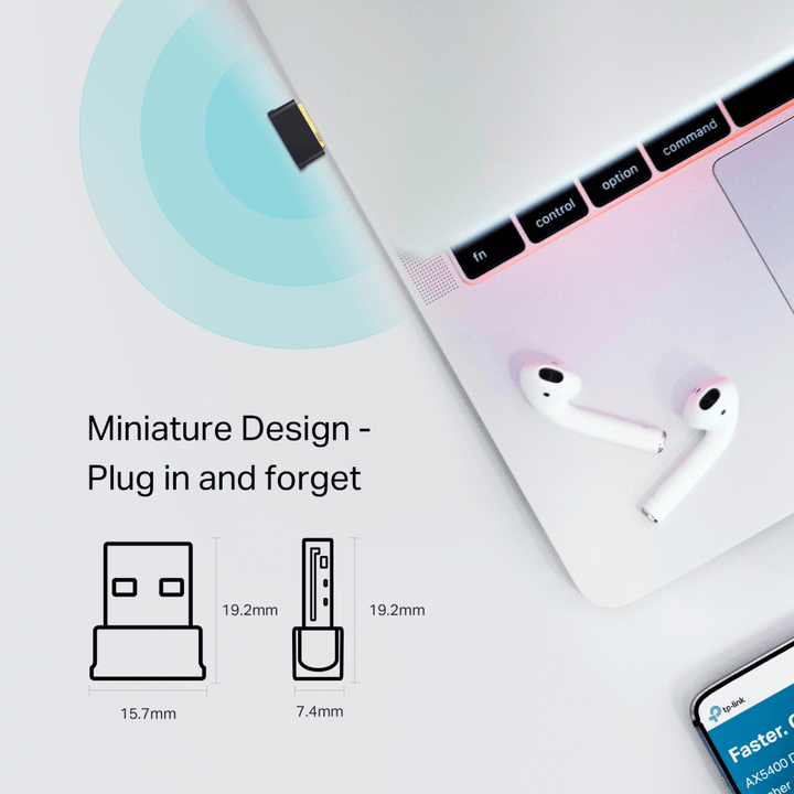 Adaptador Wi-Fi + Bluetooth USB TP-Link Archer T2UB Nano (AC600 Dual Band, Bluetooth 4.2, USB 2.0)
