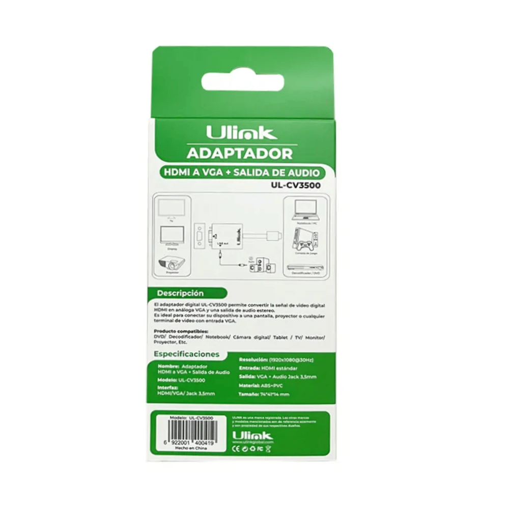 Adaptador HDMI a VGA Ulink UL-CV350
