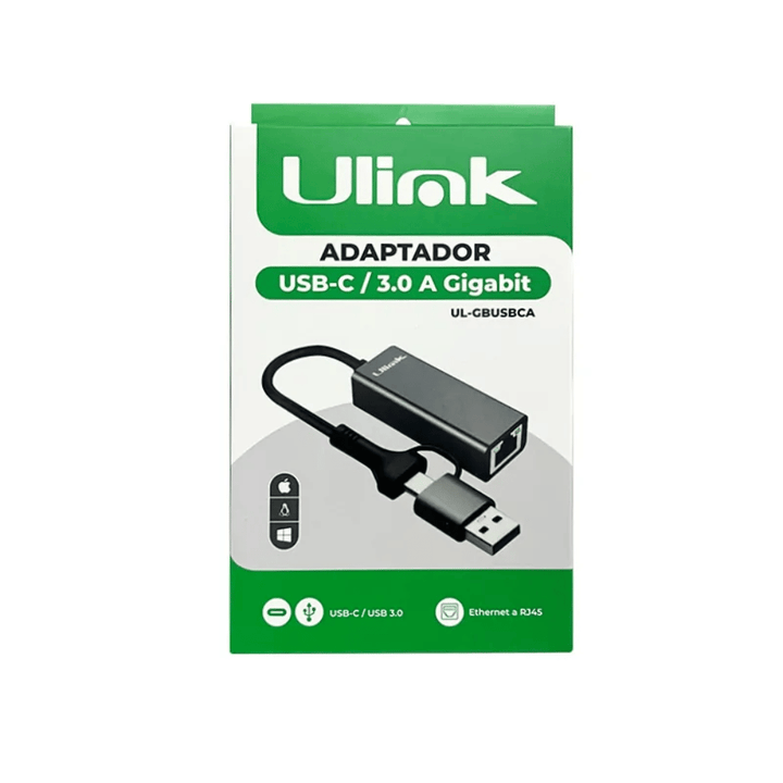 Adaptador Red Gigabit USB-C/USB-A Ulink UL-GBUSBCA