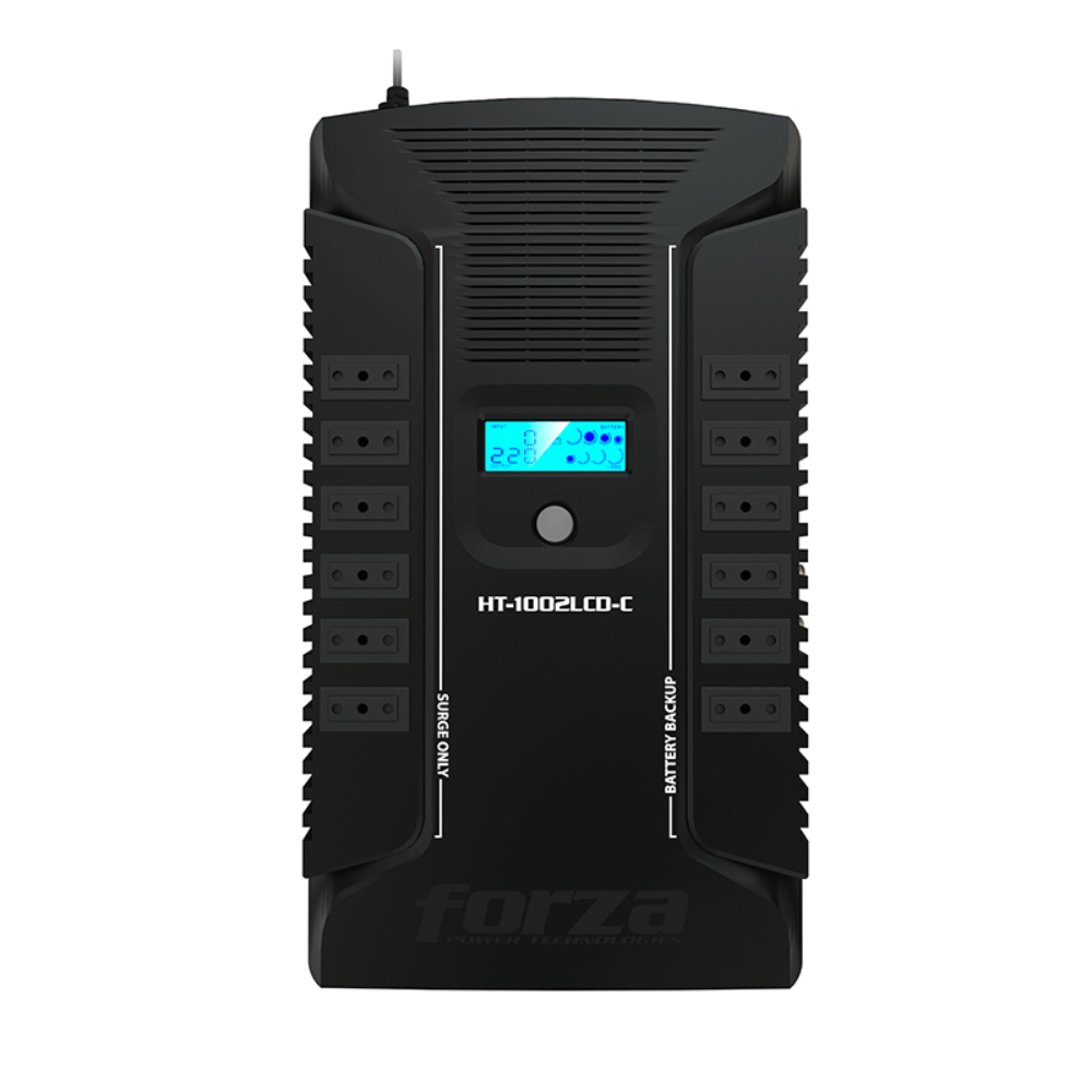 UPS Forza 1000VA/500W HT-1002LCD-C (12 Tomas 220V, LCD, USB, Protege PC, Monitor y Periféricos)