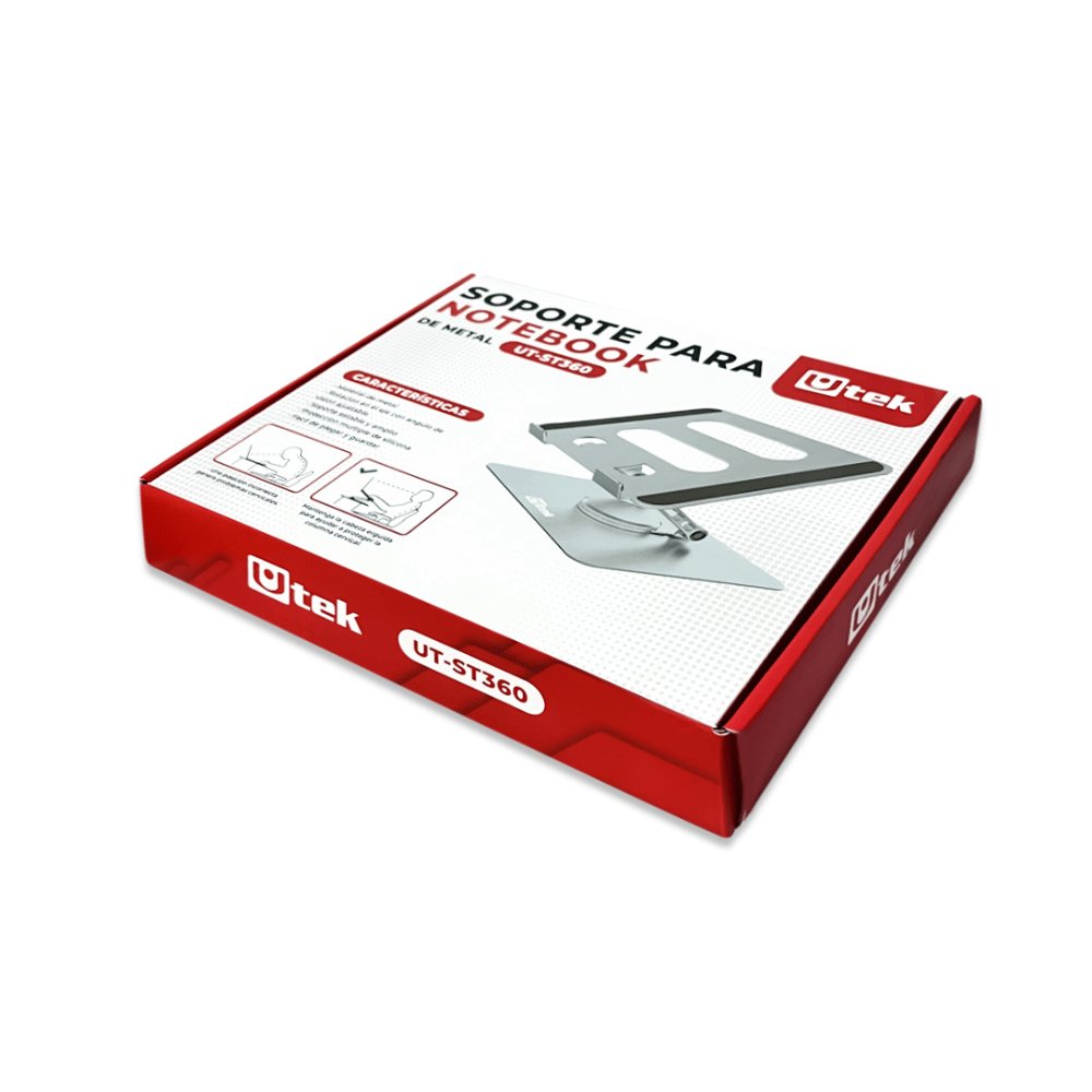 Soporte Notebook Utek UT-ST360 (Aluminio, Altura Ajustable, Rotación 360°)
