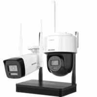 Kit de Videovigilancia Hikvision DS-J142I/NKS422W03H (1 Cámara Bullet, 1 Cámara Domo PT, NVS  de 4Ch, PT, WIFI 6)