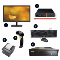 Combo Punto de Venta 07 PC Tiny Lenovo Reacondicionado + Monitor 19″ Dahua L200 (24x7hrs) Nuevo + Lector + Impresora térmica + Gaveta + Teclado y Mouse