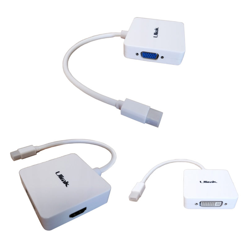 Adaptador Mini DisplayPort a VGA/HDMI/DVI Ulink UL-MDP3P