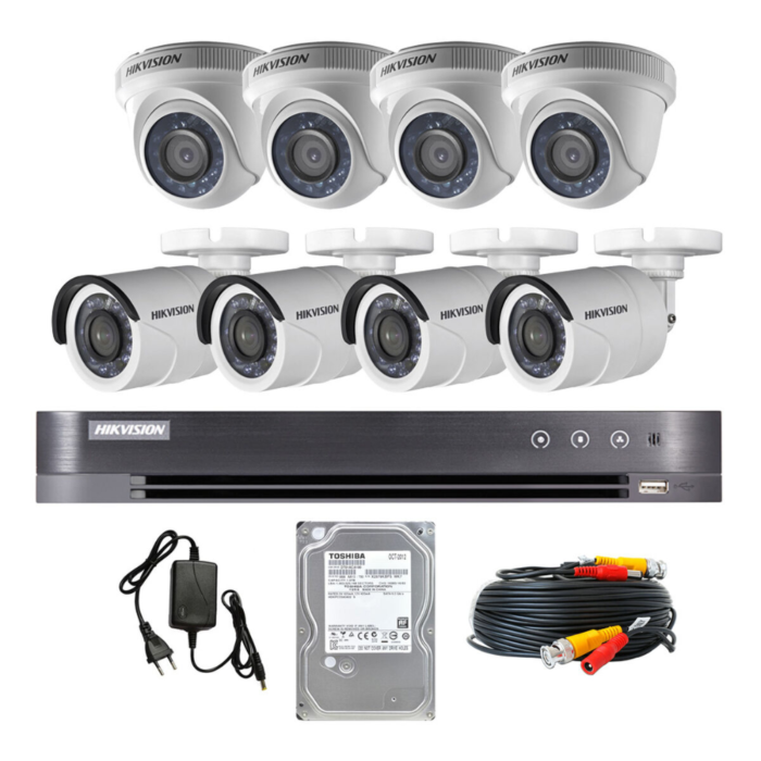 Kit DVR/CCTV Hikvision 8CH 1080P + 4 Bullet + 3 Domos + HDD 1TB