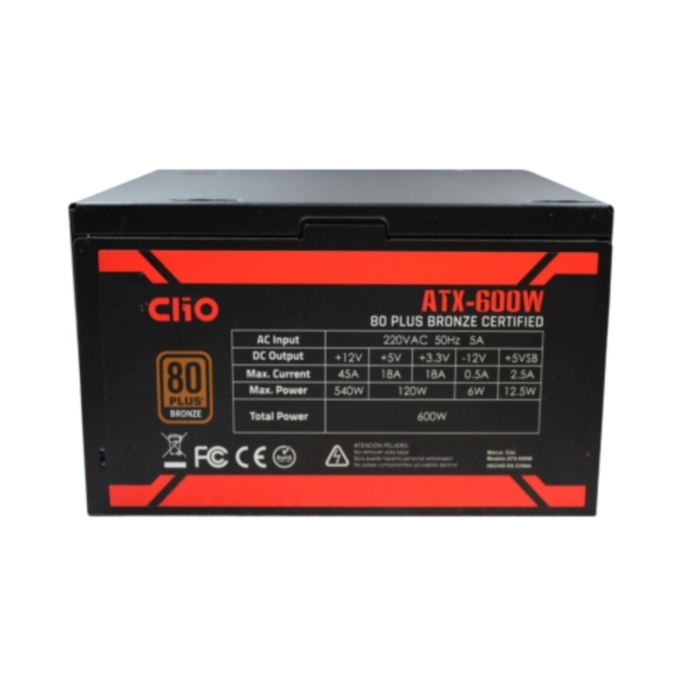 Fuente de Poder Clio ATX-600W Bronze