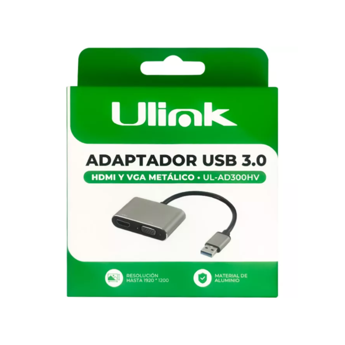 Adaptador USB 3.0 a HDMI y VGA Ulink UL-AD300HV