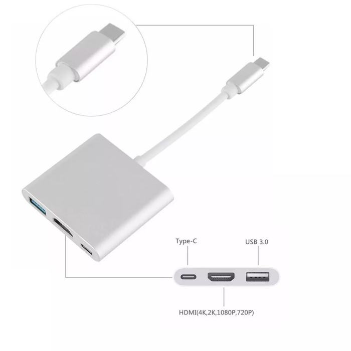 Adaptador USB.C a USB 3.0/HDMI 4K/VGA/USB-C Macro