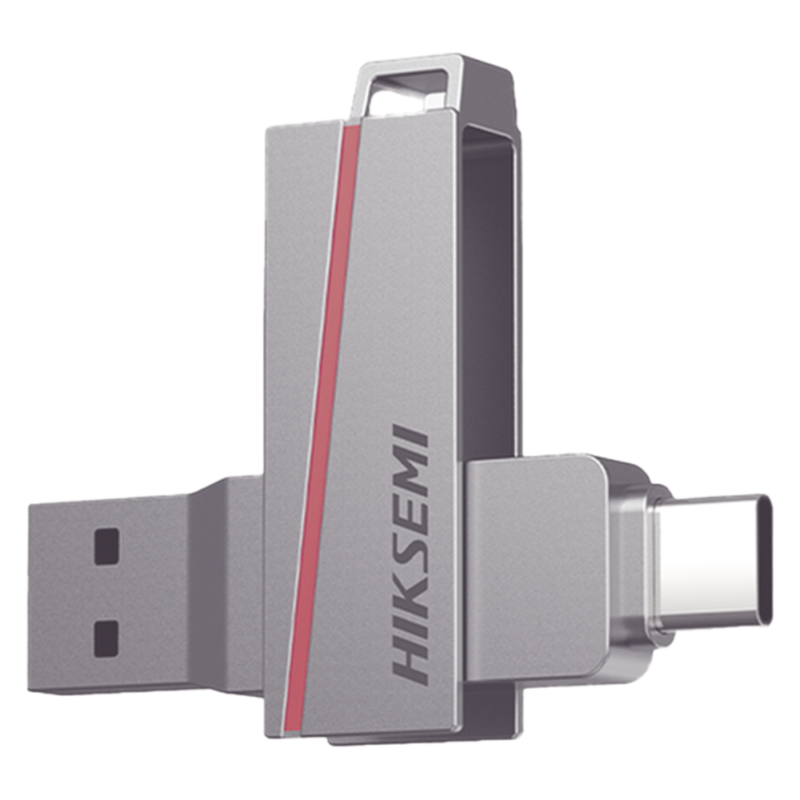 Pendrive Hiksemi E307C (128GB, Dual Slim USB, Interfaz Dual, USB-C/USB-A, Gris)