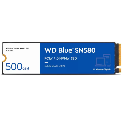 Disco Duro SSD Western Digital Blue SN580 (500GB, M.2 2280, NVMe PCIe 4.0 x4, Lec.4150MB/s Esc.4150MB/s)