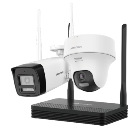 Kit de Videovigilancia Hikvision DS-J142I/NKS422W02H (1 Cámara Bullet, 1 Cámara Domo, NVS de 4Ch, WIFI6)