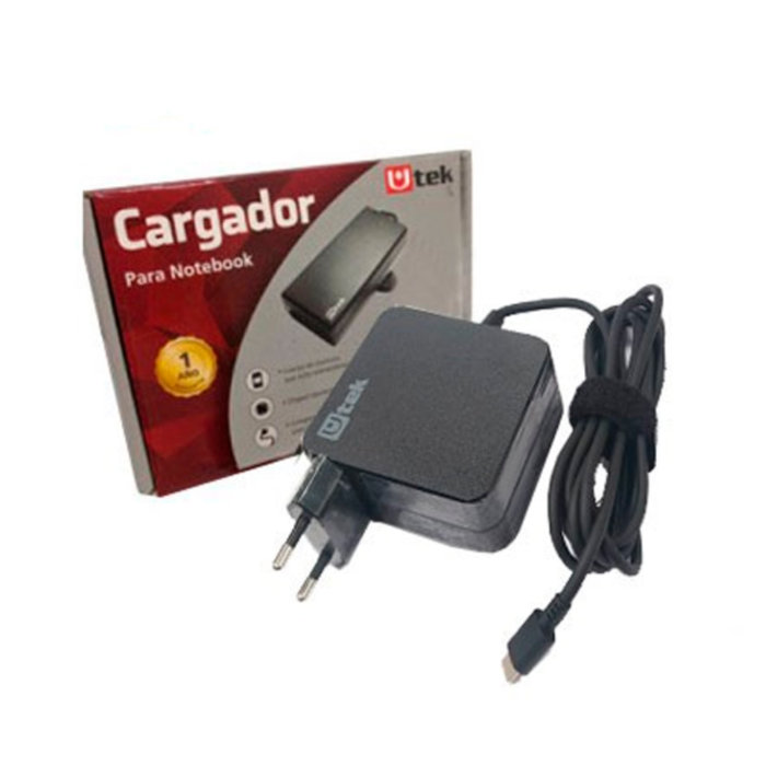 Cargador Notebook USBC UTEK UT-USB65 (Autoajustable, 20V, 3.25A)