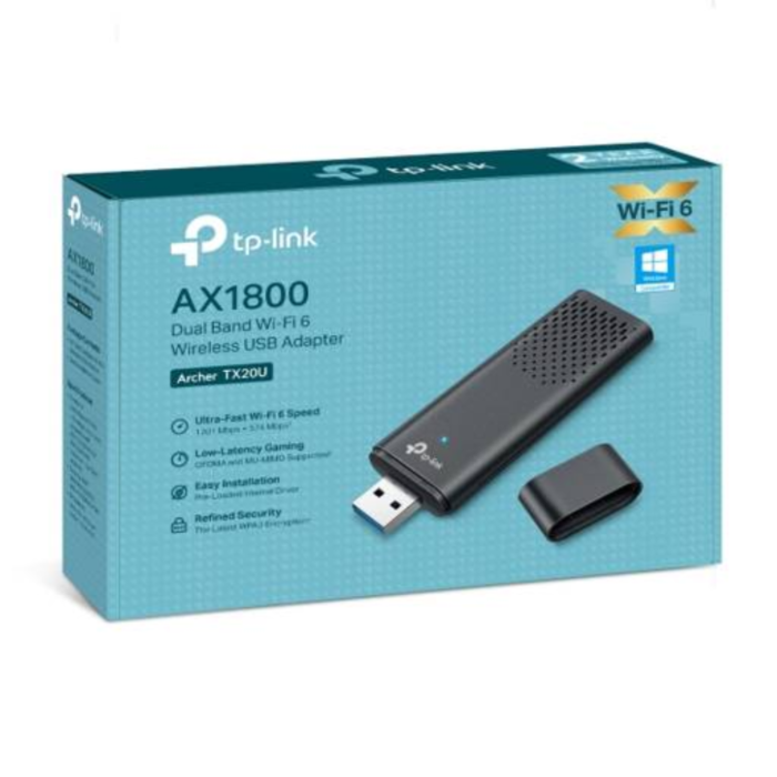 Adaptador WiFi 6 USB TP-Link Archer TX20U AX1800, Alta Velocidad de Conexión