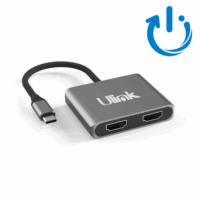 Adaptador MULTIPUERTO USB C 2 en 1, HDMI*2, Auminio ULINK; UL-ADC201V; Nuevo