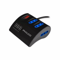 Alargador Philco Negro (1.5mts, Mult.3 POS, 3 USB con Switch)