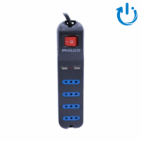 Alargador Philco XT41, 4 Tomas de Corriente, 2 Puertos USB, Negro; Nuevo