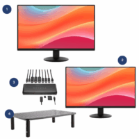 Kit Monitores MSI PRO MP242L 23.8″ + MSI PRO MP272L 27″ + Docking Brydge Stone C + Soporte Utek UT-STMO100