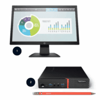 Combo TIO HP con PC Tiny Lenovo ThinkCentre M910q y Monitor HP P204v 19.5″ Nuevo